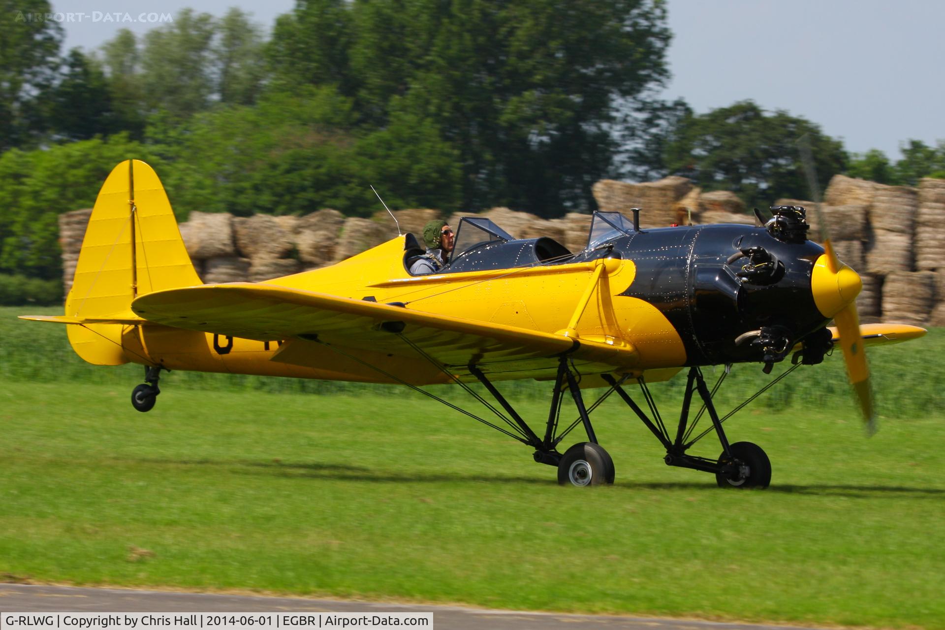 G-RLWG, 1942 Ryan PT-22 Recruit (ST3KR) C/N 1716, at Breighton's Open Cockpit & Biplane Fly-in, 2014
