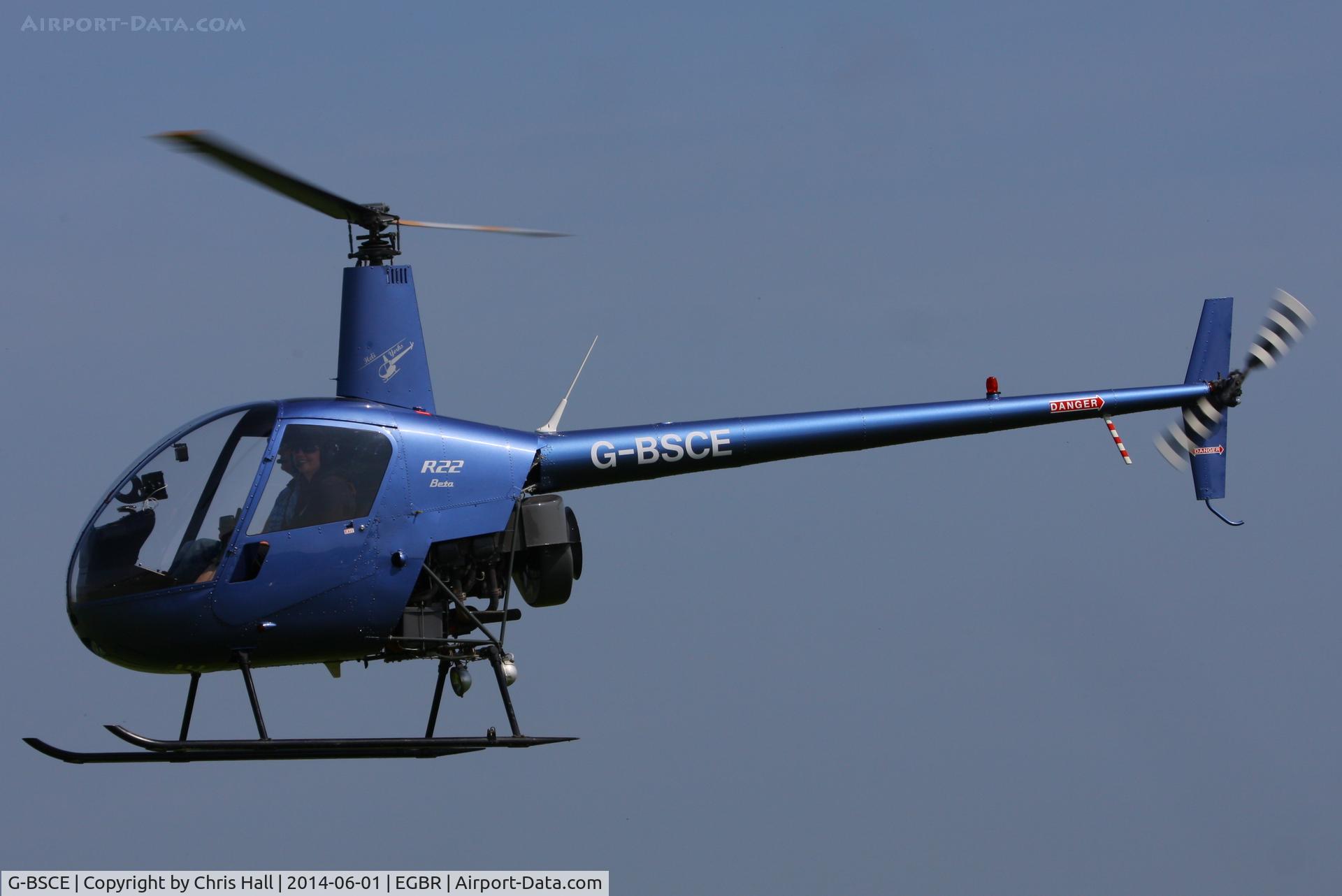 G-BSCE, 1989 Robinson R22 Beta C/N 1245, at Breighton's Open Cockpit & Biplane Fly-in, 2014