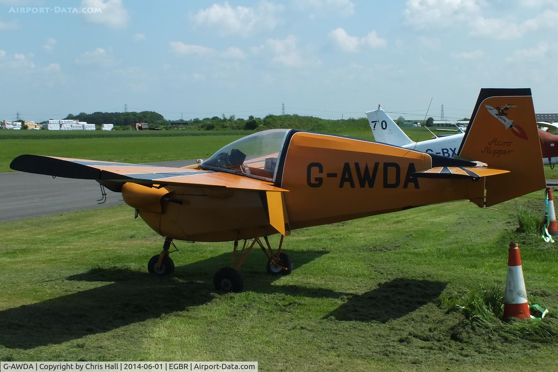 G-AWDA, 1968 Slingsby T.66 Nipper 3 C/N S117, at Breighton's Open Cockpit & Biplane Fly-in, 2014