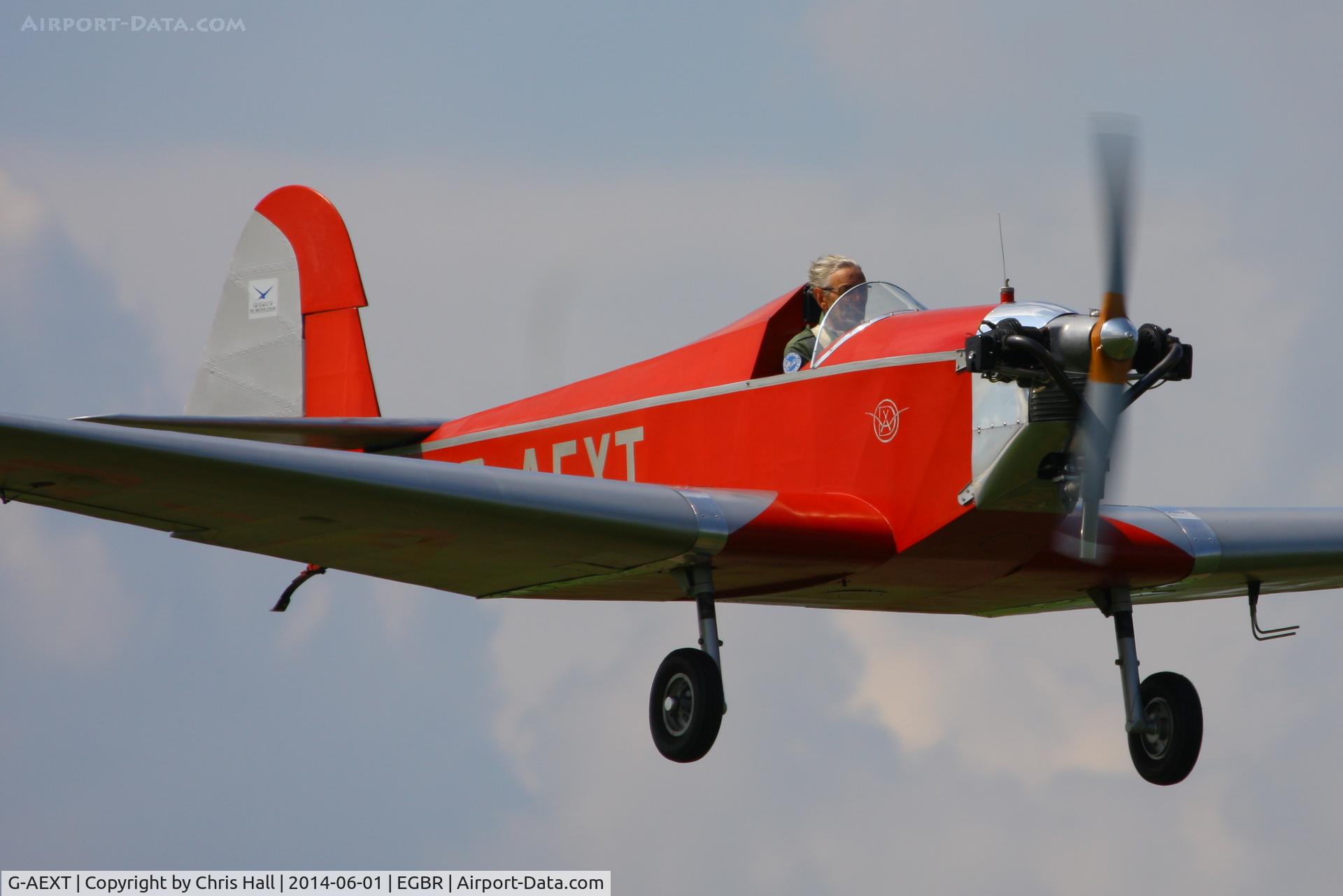 G-AEXT, 1937 Dart Kitten II C/N 123, at Breighton's Open Cockpit & Biplane Fly-in, 2014