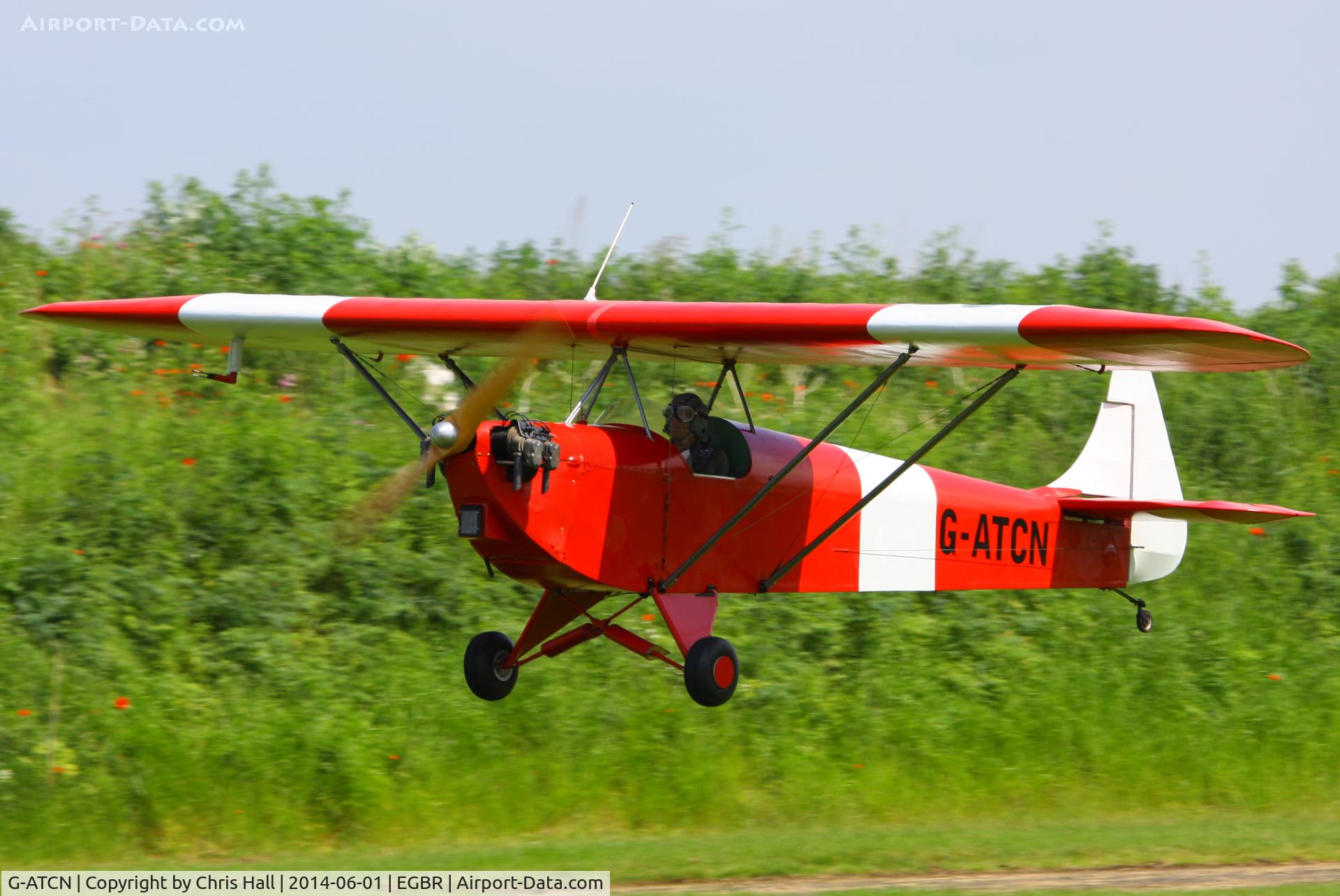 G-ATCN, 1965 Luton LA-4A Minor C/N PAL 1118, at Breighton's Open Cockpit & Biplane Fly-in, 2014