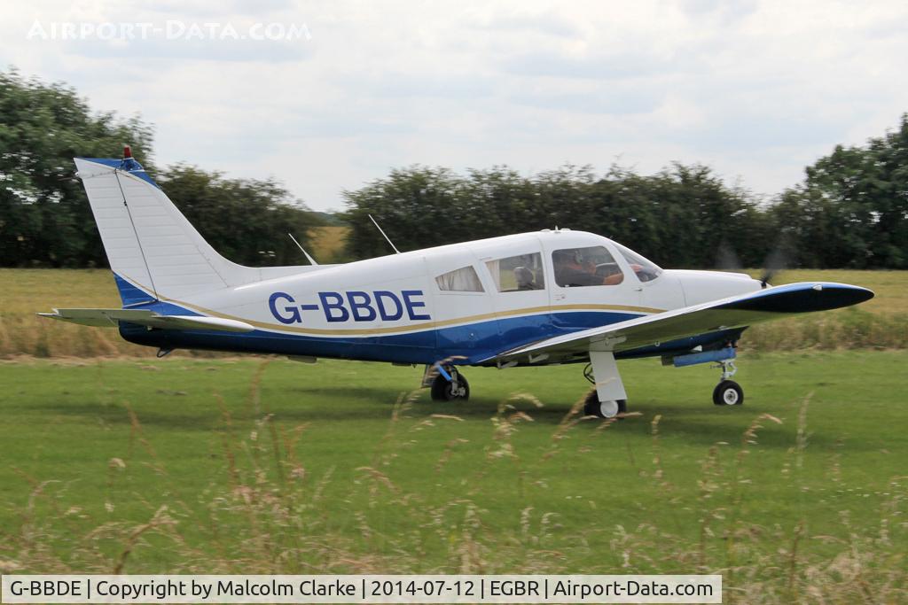 G-BBDE, 1973 Piper PA-28R-200-2 Cherokee Arrow II C/N 28R-7335250, Piper PA-28R-200-2 Cherokee Arrow II at The Fly-In & Vintage Air Race, The Real Aeroplane Company, Breighton Airfield, July 2014.