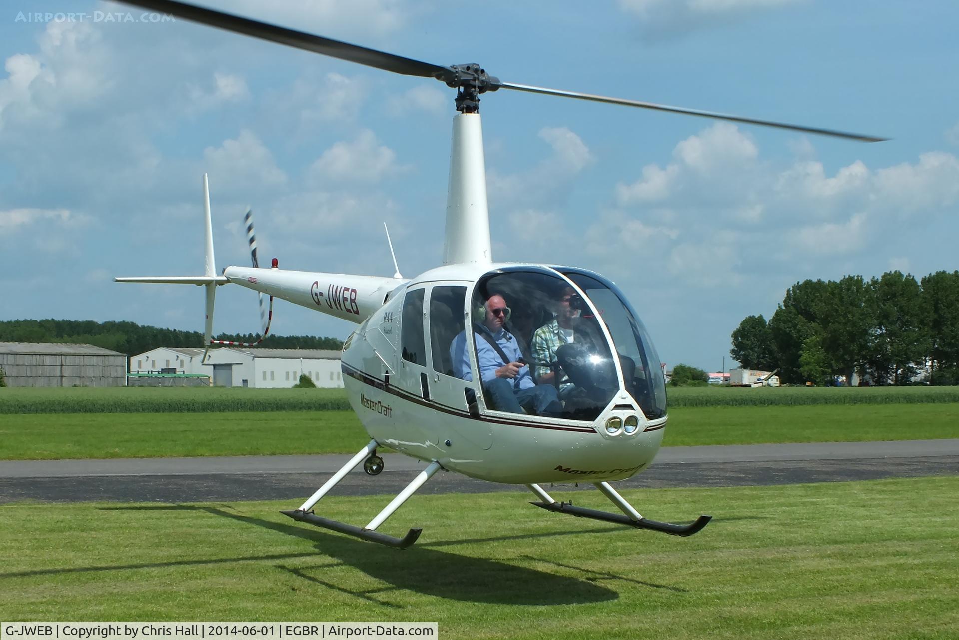 G-JWEB, 2003 Robinson R44 Raven C/N 1334, at Breighton's Open Cockpit & Biplane Fly-in, 2014