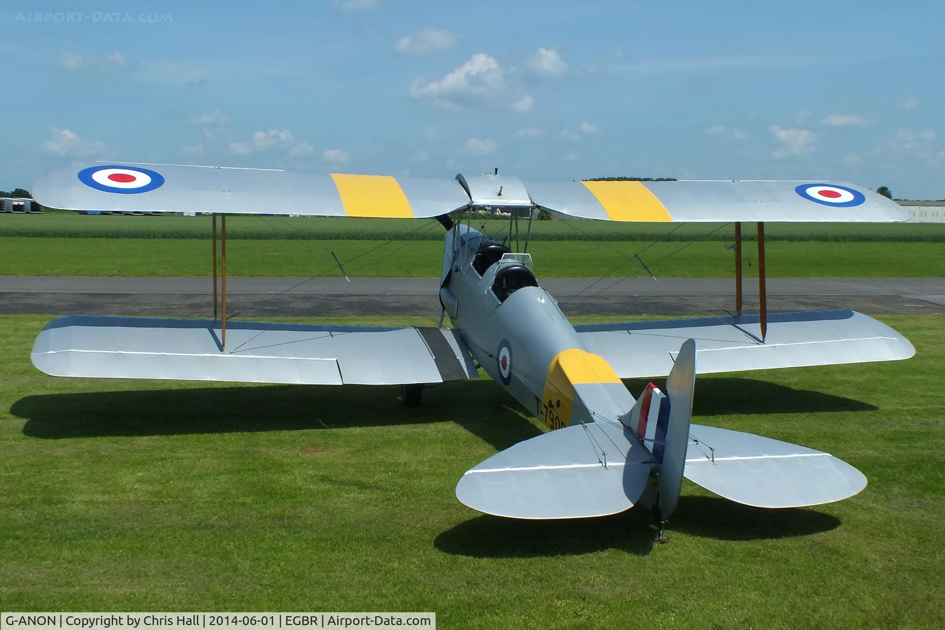 G-ANON, 1941 De Havilland DH-82A Tiger Moth II C/N 84270, at Breighton's Open Cockpit & Biplane Fly-in, 2014