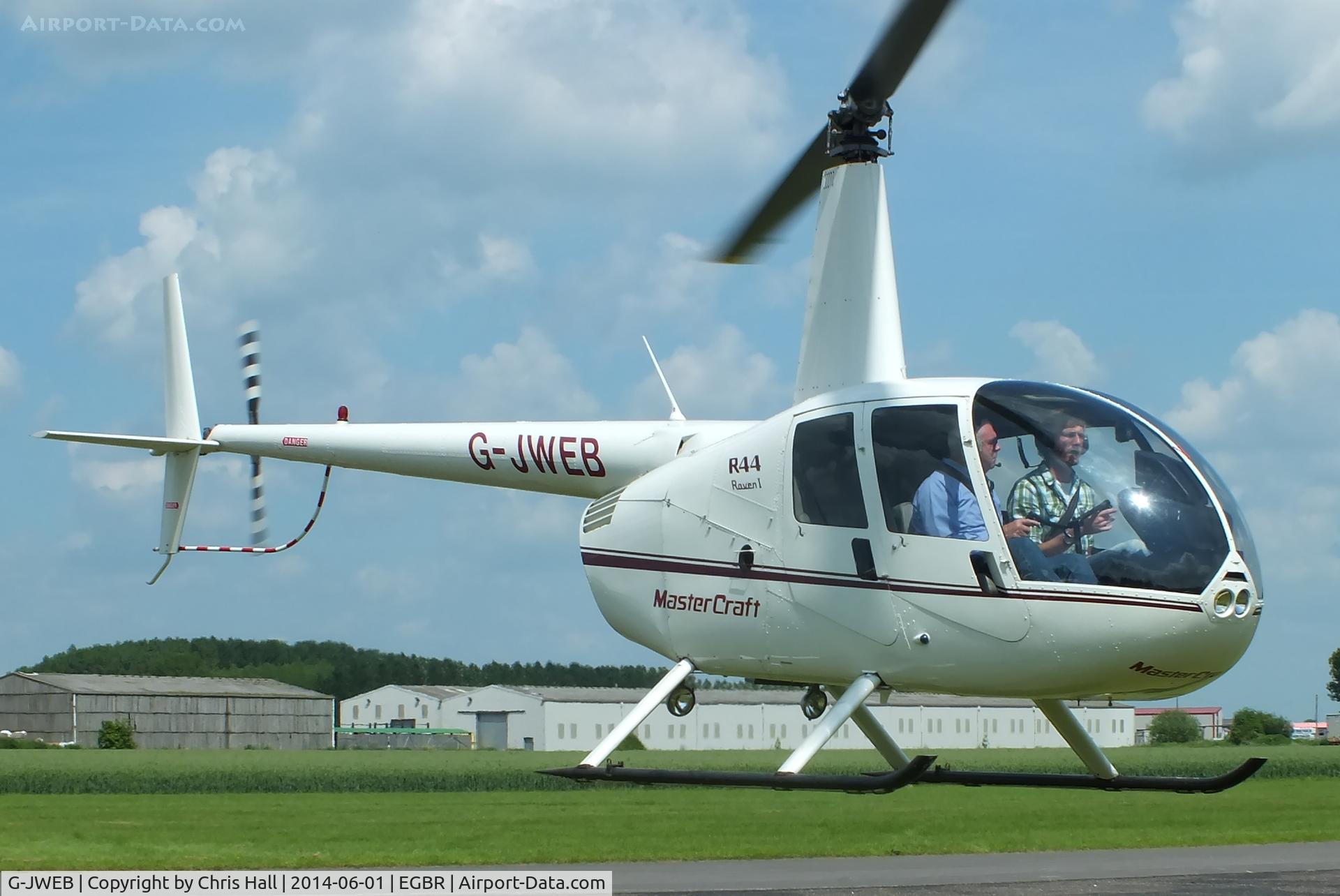 G-JWEB, 2003 Robinson R44 Raven C/N 1334, at Breighton's Open Cockpit & Biplane Fly-in, 2014