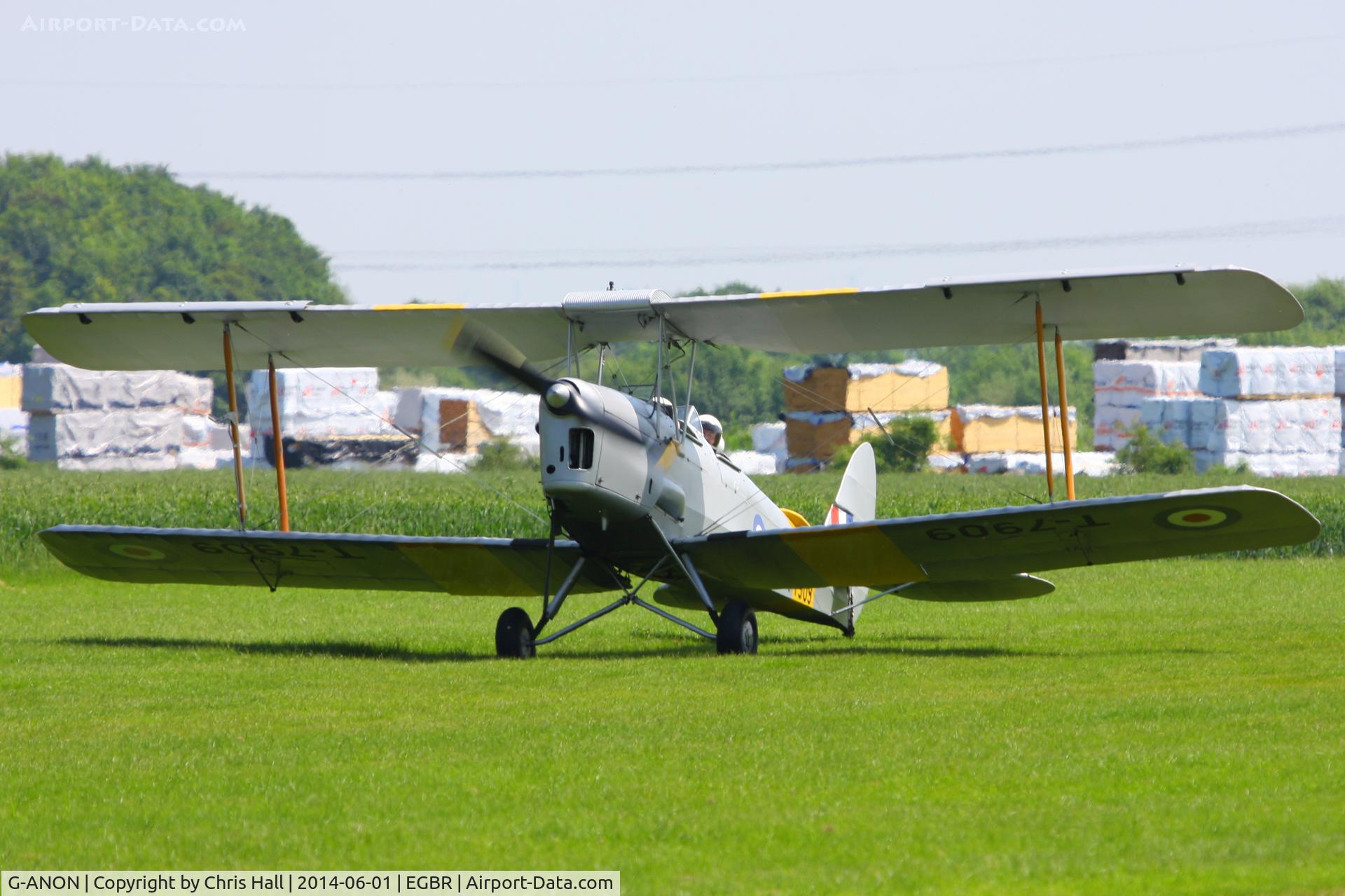 G-ANON, 1941 De Havilland DH-82A Tiger Moth II C/N 84270, at Breighton's Open Cockpit & Biplane Fly-in, 2014