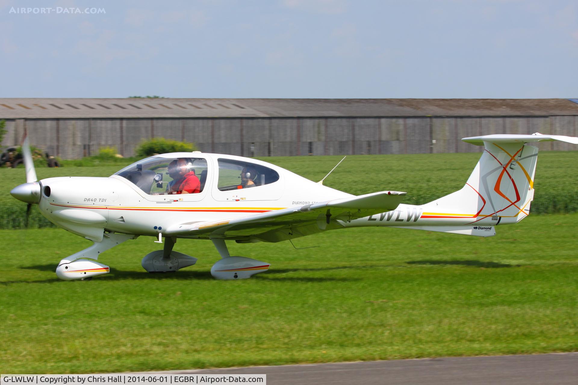 G-LWLW, 2003 Diamond DA-40D Diamond Star C/N D4.052, at Breighton's Open Cockpit & Biplane Fly-in, 2014