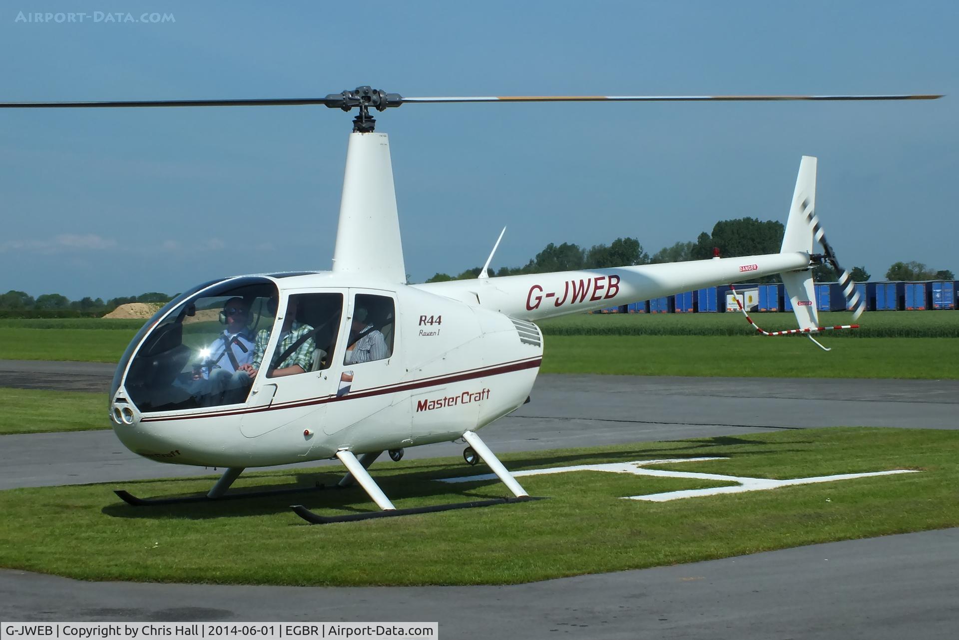 G-JWEB, 2003 Robinson R44 Raven C/N 1334, at Breighton's Open Cockpit & Biplane Fly-in, 2014