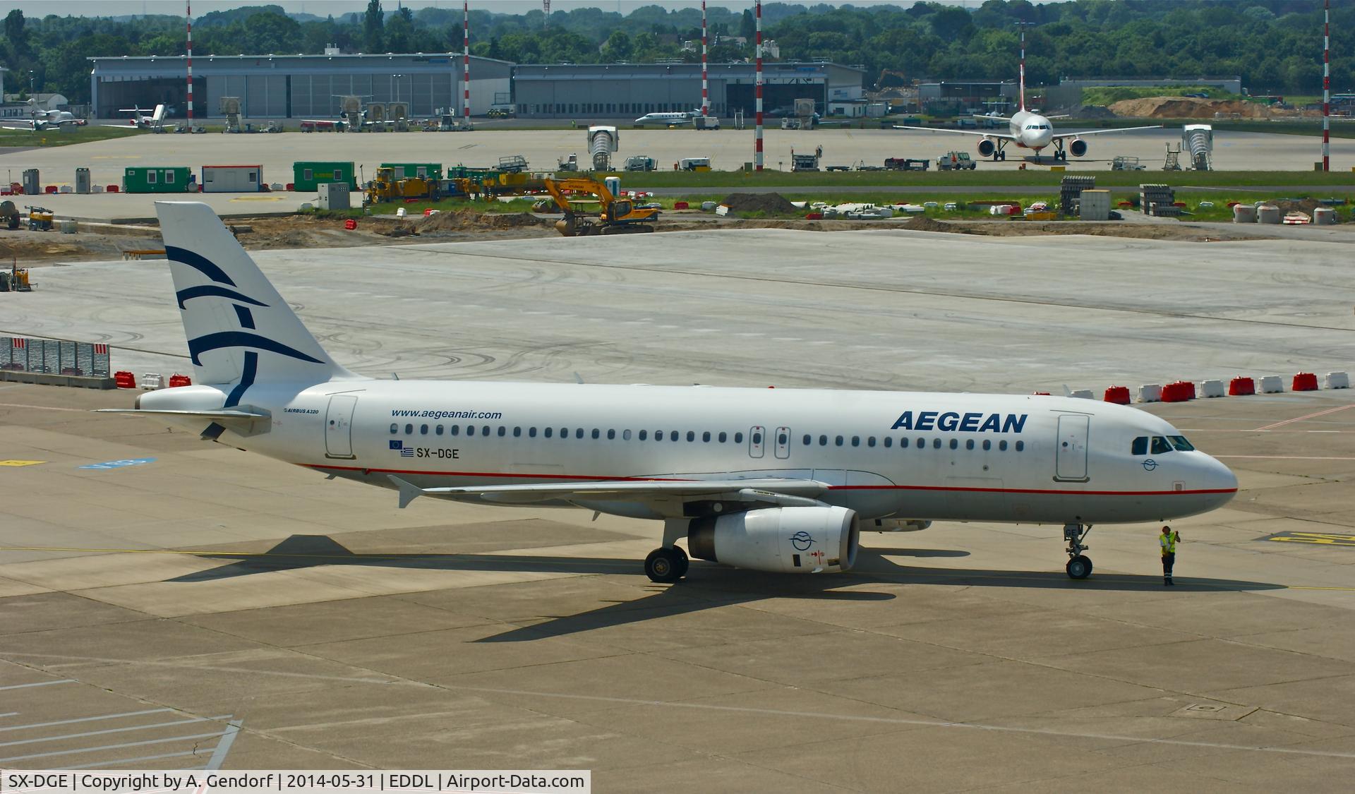 SX-DGE, 2009 Airbus A320-232 C/N 3990, Aegean Airlines, seen here shortly before taxiing at Düsseldorf Int'l(EDDL)