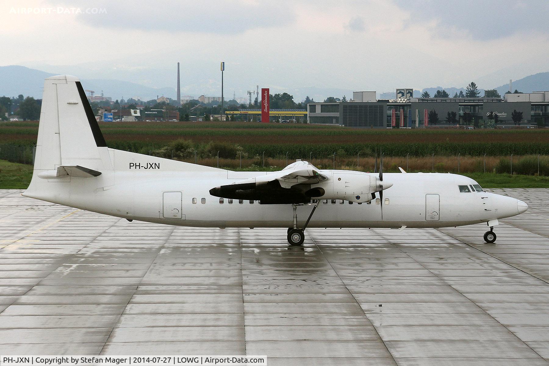 PH-JXN, 1991 Fokker 50 C/N 20239, Vizion Air Fokker 50 (for Denim Air) @ GRZ