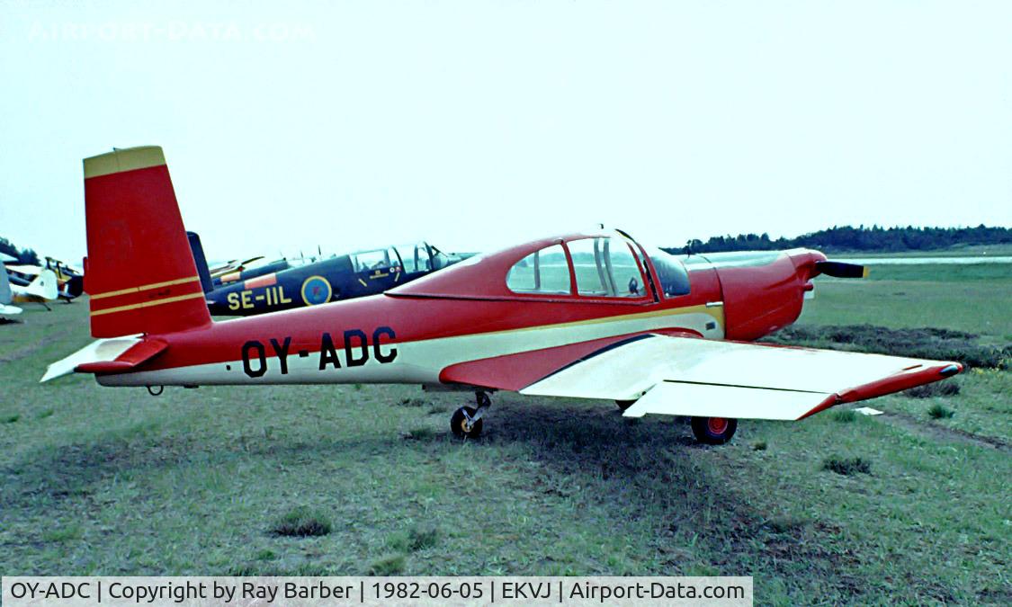 OY-ADC, 1957 Orlican L-40 Meta Sokol C/N 150615, Orlican L-40 Meta-Sokol [150615] Stauning~OY 05/06/1982. From a slide.