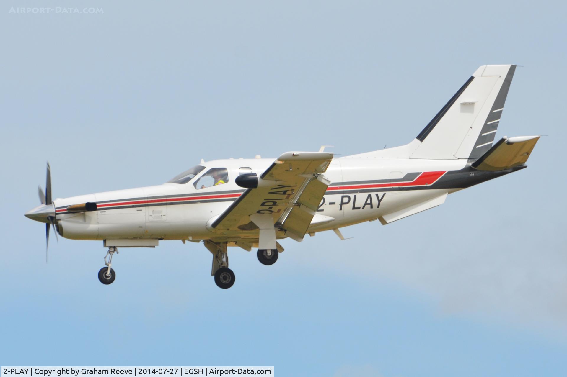 2-PLAY, 2004 Socata TBM-700 C/N 302, About to land at Norwich.