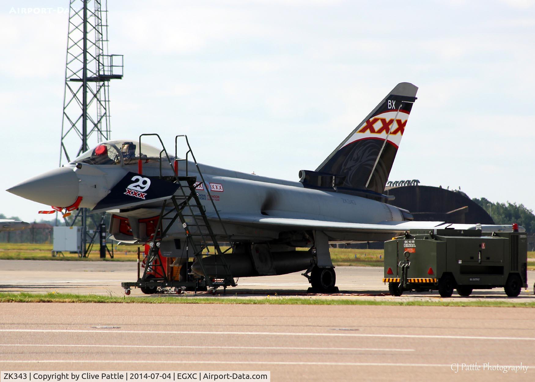 ZK343, 2012 Eurofighter EF-2000 Typhoon FGR4 C/N BS104/380, Ready for launch to the RAF Waddington Airshow that day