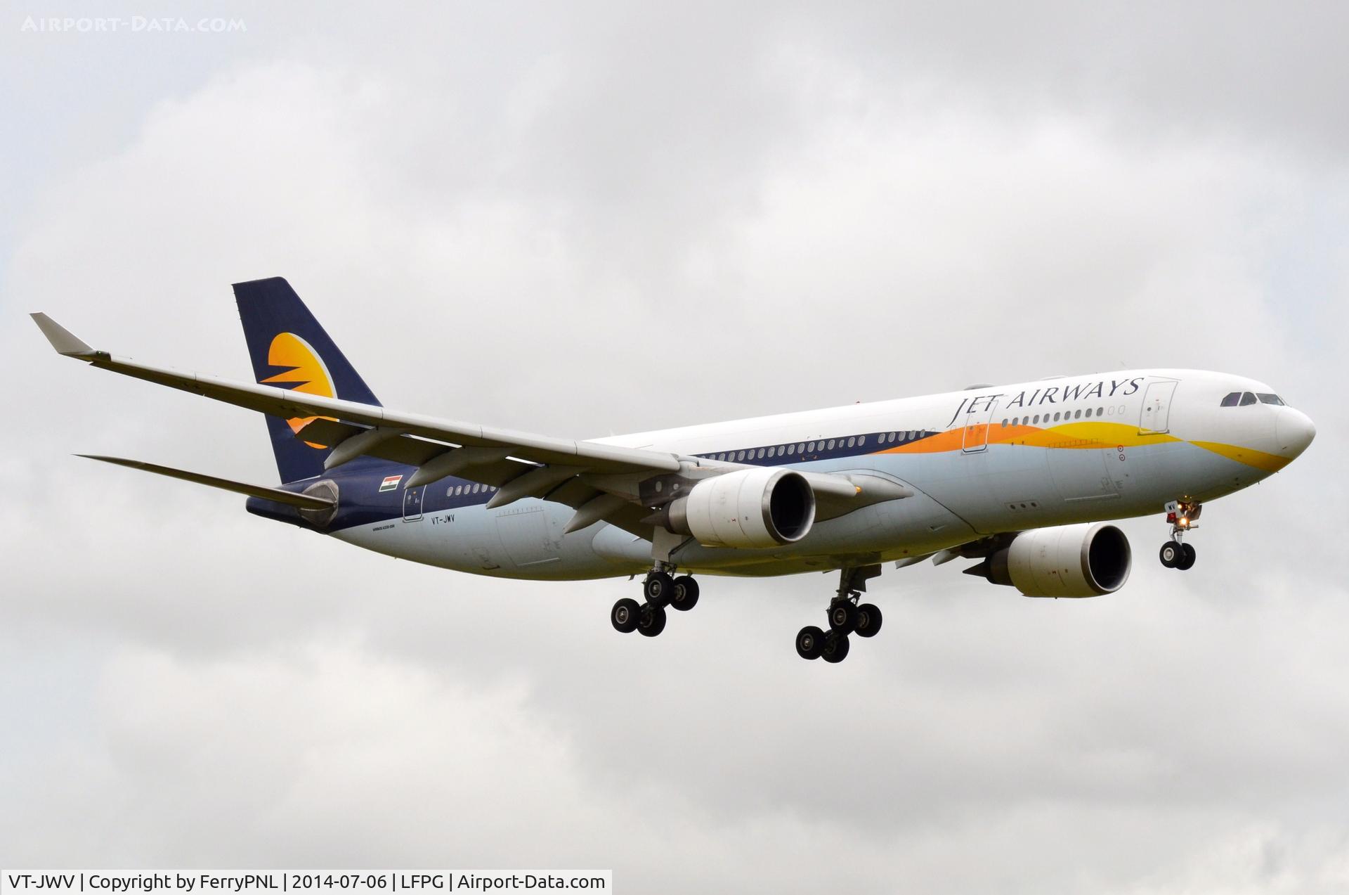 VT-JWV, 2008 Airbus A330-202 C/N 923, Reregistered Jat Aiways A332 arriving in CDG.