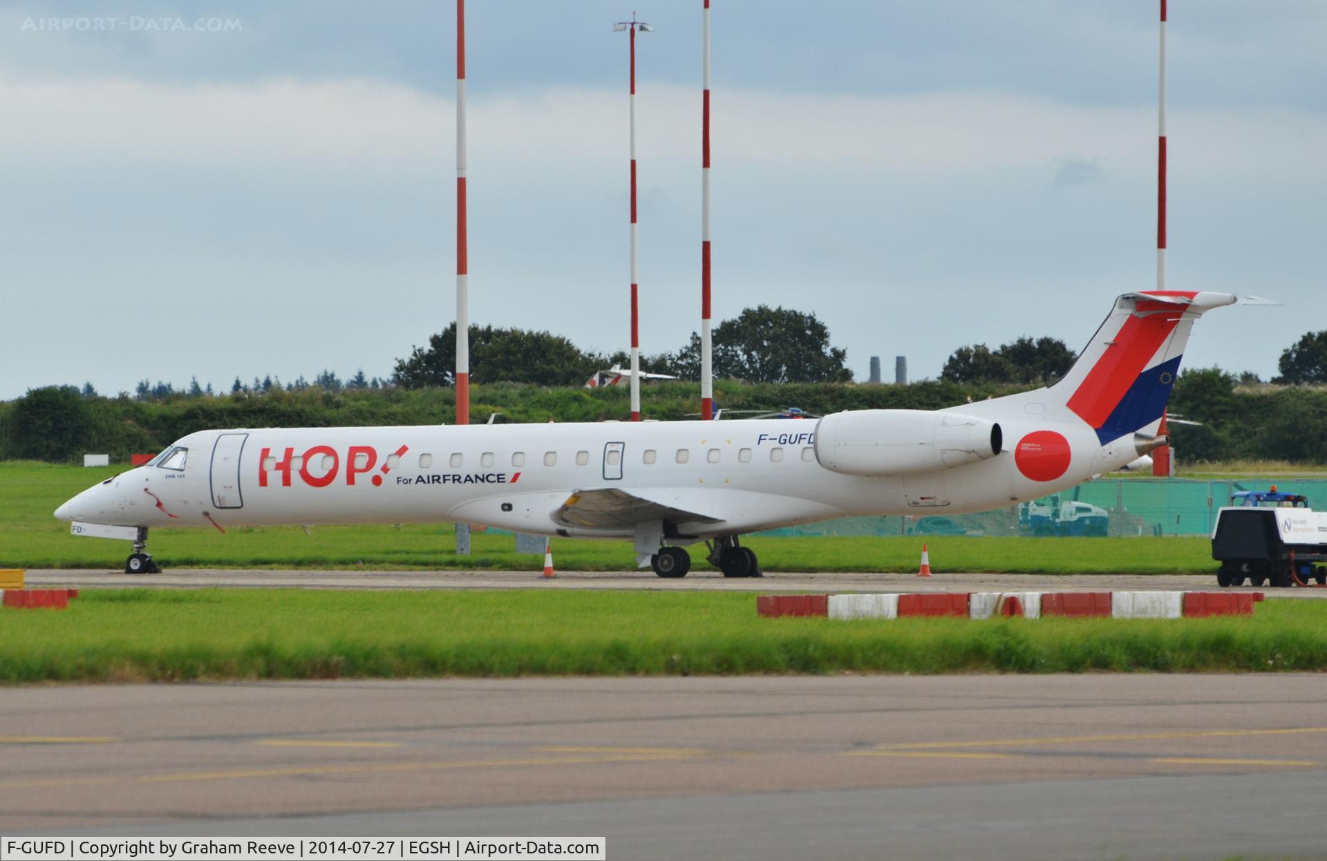 F-GUFD, 1999 Embraer ERJ-145LR (EMB-145LR) C/N 145197, Parked at Norwich.