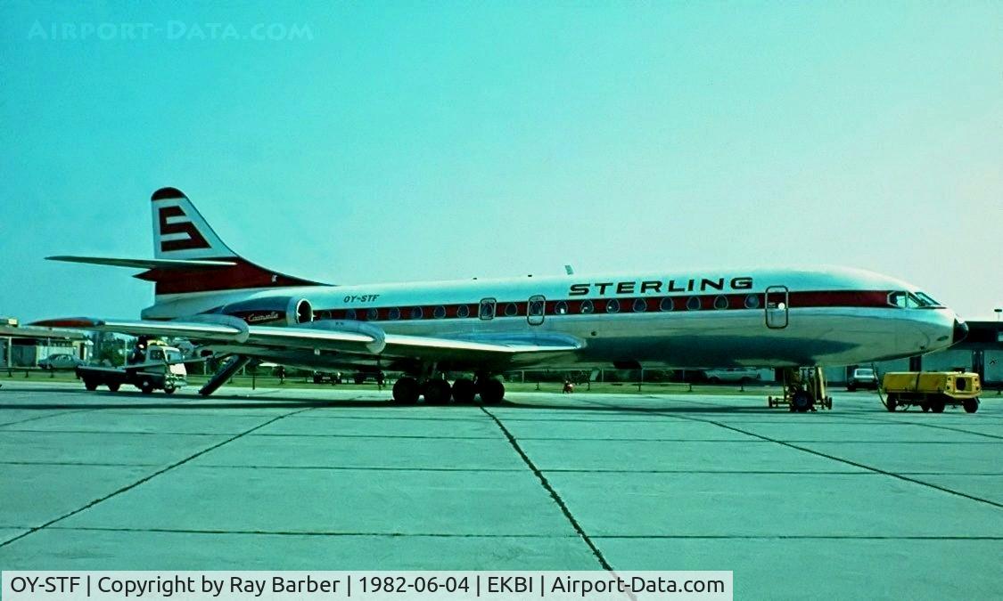 OY-STF, 1969 Sud Aviation SE-210 Caravelle 10B3 Super B C/N 257, Sud Aviation SE.210 Caravelle 10B3 [257] (Sterling Airways) Billund~OY 04/06/1982. From a slide.