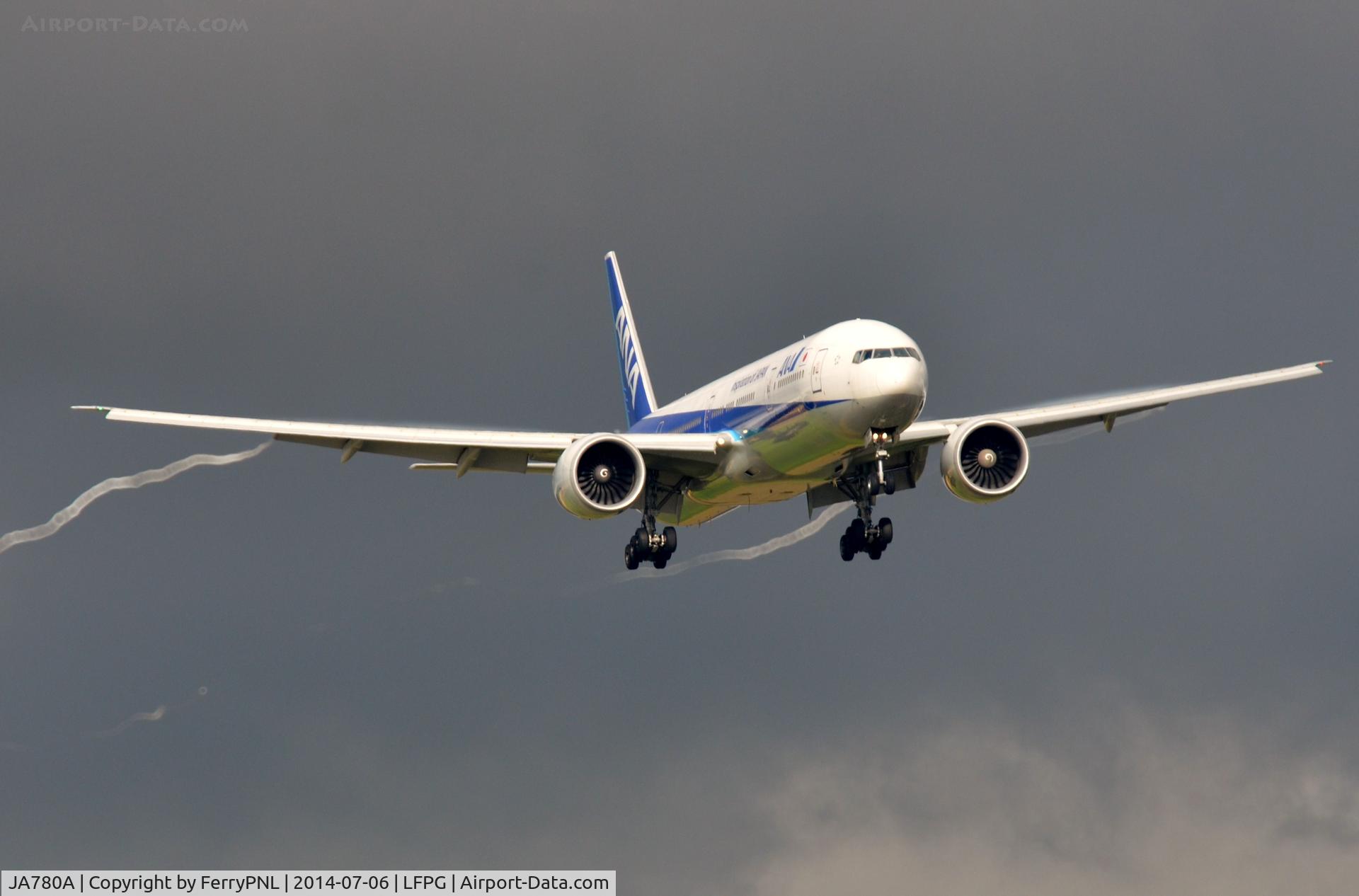 JA780A, 2007 Boeing 777-381/ER C/N 34895, ANA B773 landing in CDG