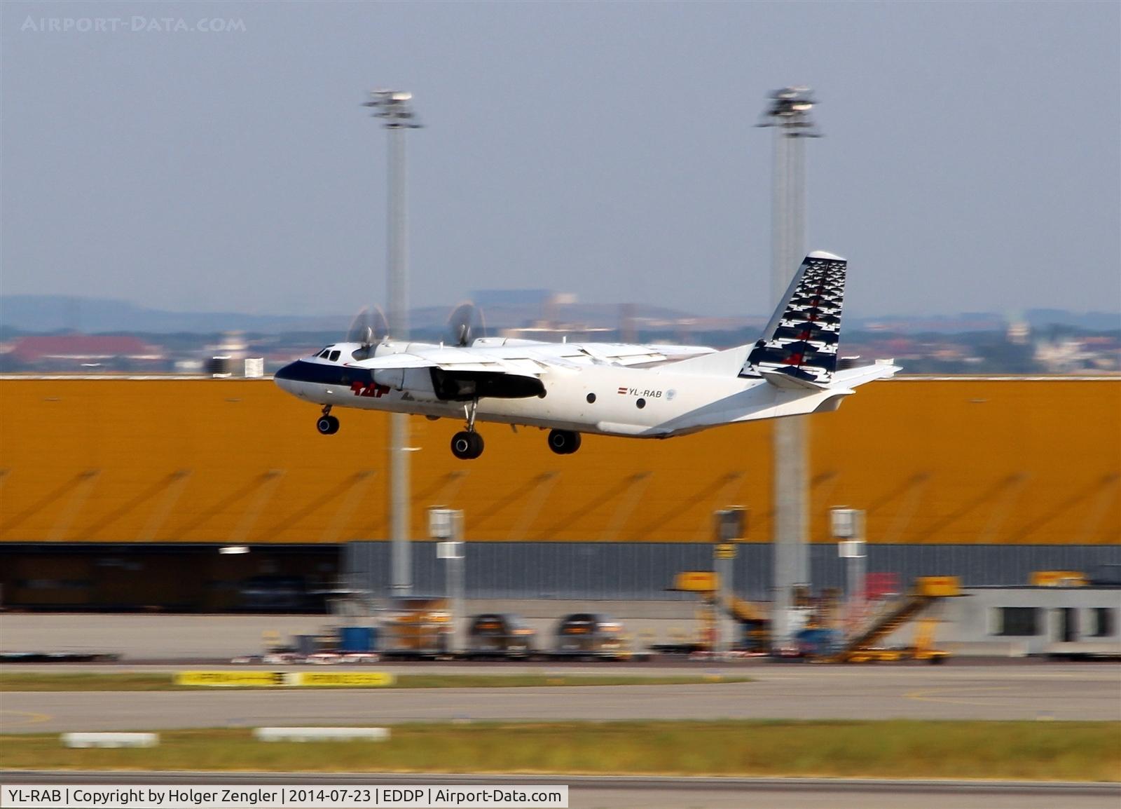 YL-RAB, 1980 Antonov An-26B C/N 7310508, Leaving LEJ via rwy 08R with a north-eastbound course....
