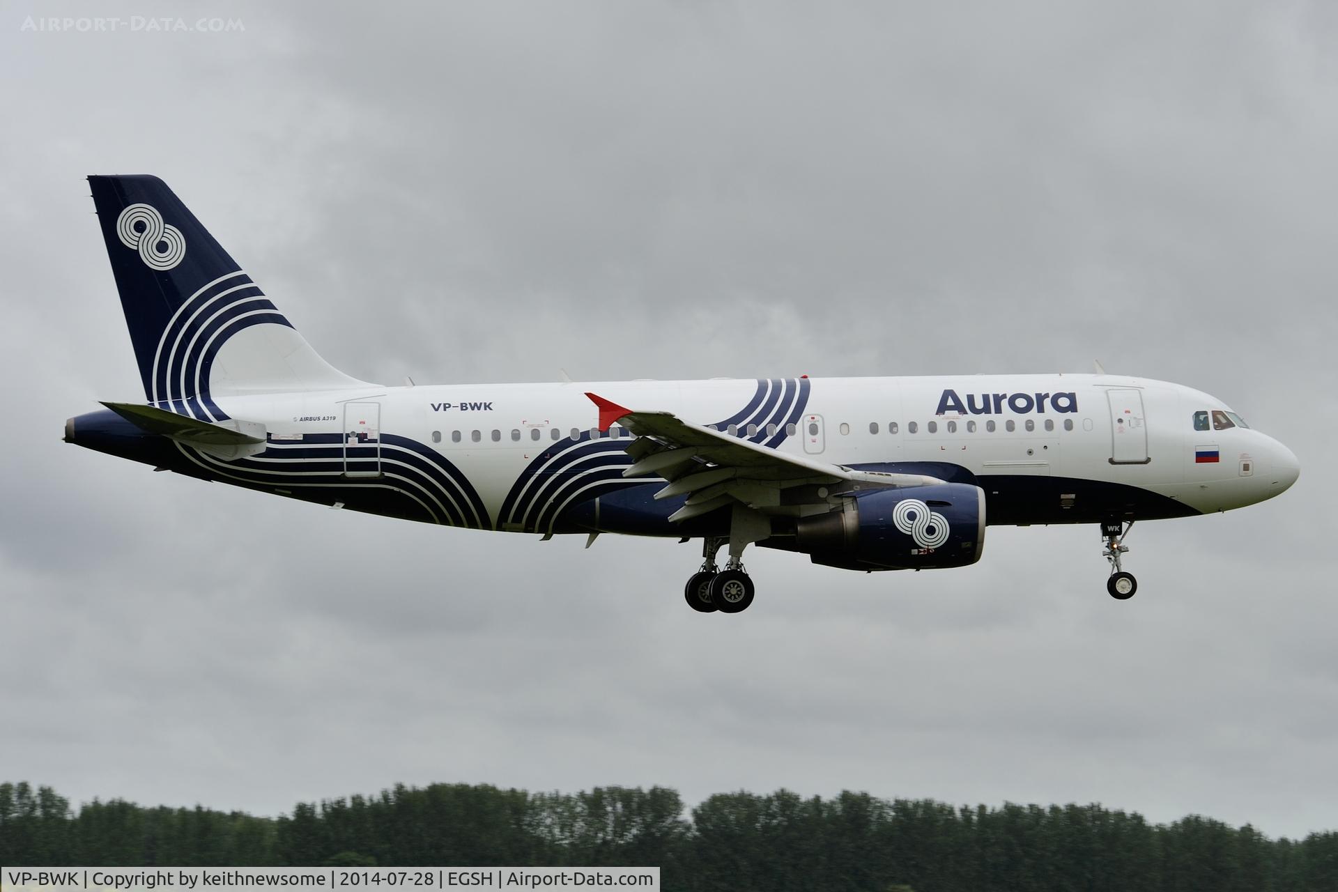 VP-BWK, 2004 Airbus A319-111 C/N 2222, Aurora colour scheme !