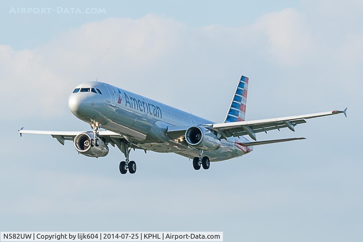 N582UW, 2014 Airbus A321-231 C/N 6175, Short Final 27L