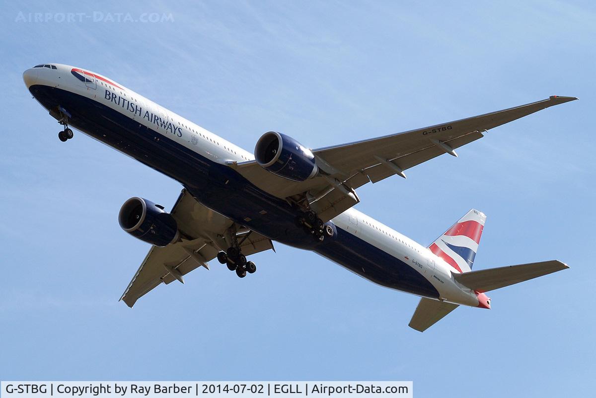 G-STBG, 2013 Boeing 777-336/ER C/N 38430, Boeing 777-336ER [38430] (British Airways) Home~G 02/07/2014. On approach 27R.
