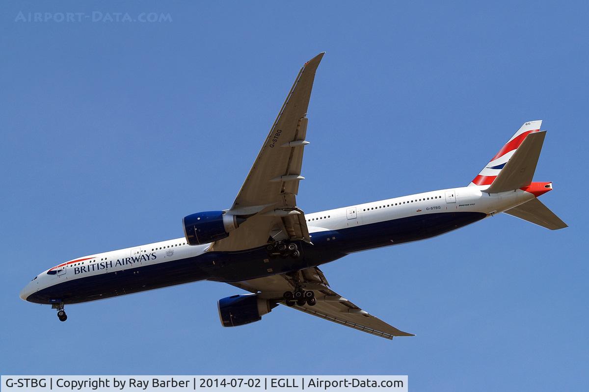 G-STBG, 2013 Boeing 777-336/ER C/N 38430, Boeing 777-336ER [38430] (British Airways) Home~G 02/07/2014. On approach 27R.