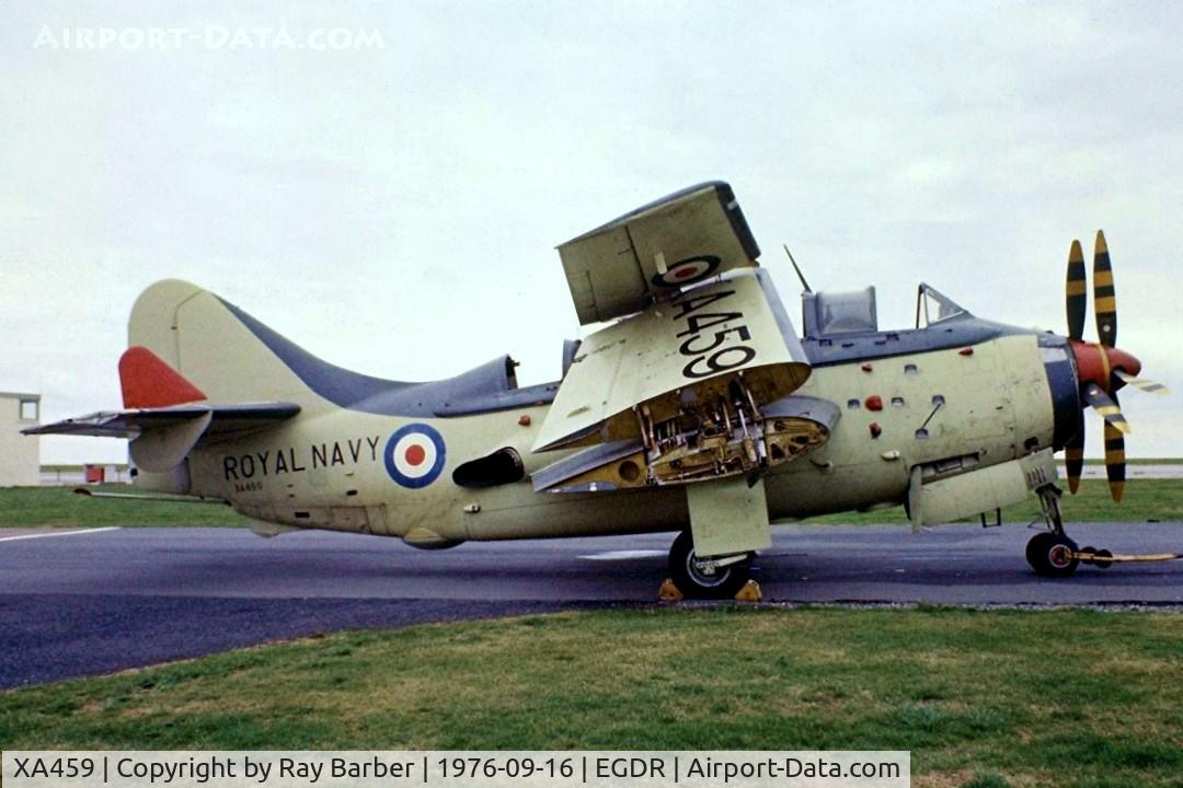 XA459, Fairey Gannet ECM.6 C/N F9312, Fairey Gannet ECM.6 [F.9312] (Royal Navy) RNAS Culdrose~G 16/09/1976. From a slide.