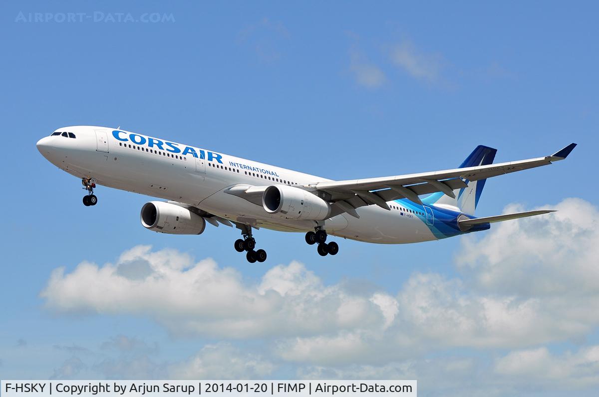 F-HSKY, 2012 Airbus A330-343 C/N 1359, Approaching rwy 14 at Plaisance.