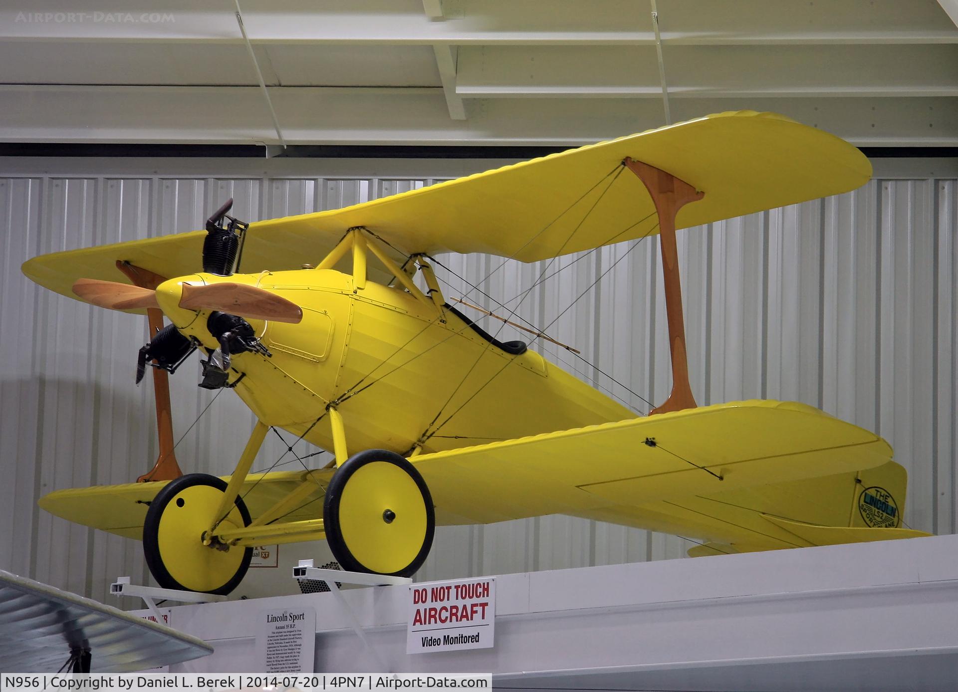 N956, 1924 Lincoln Aeroplane Co LS-2 C/N 1, This was the first of the Lincoln Sport kit biplanes, this one powered by a three-cylinder Anzani engine (similar to that used by Louis Bleriot).  The aircraft was lovingly restored and is on display at the Eagle's Mere Air Museum.
