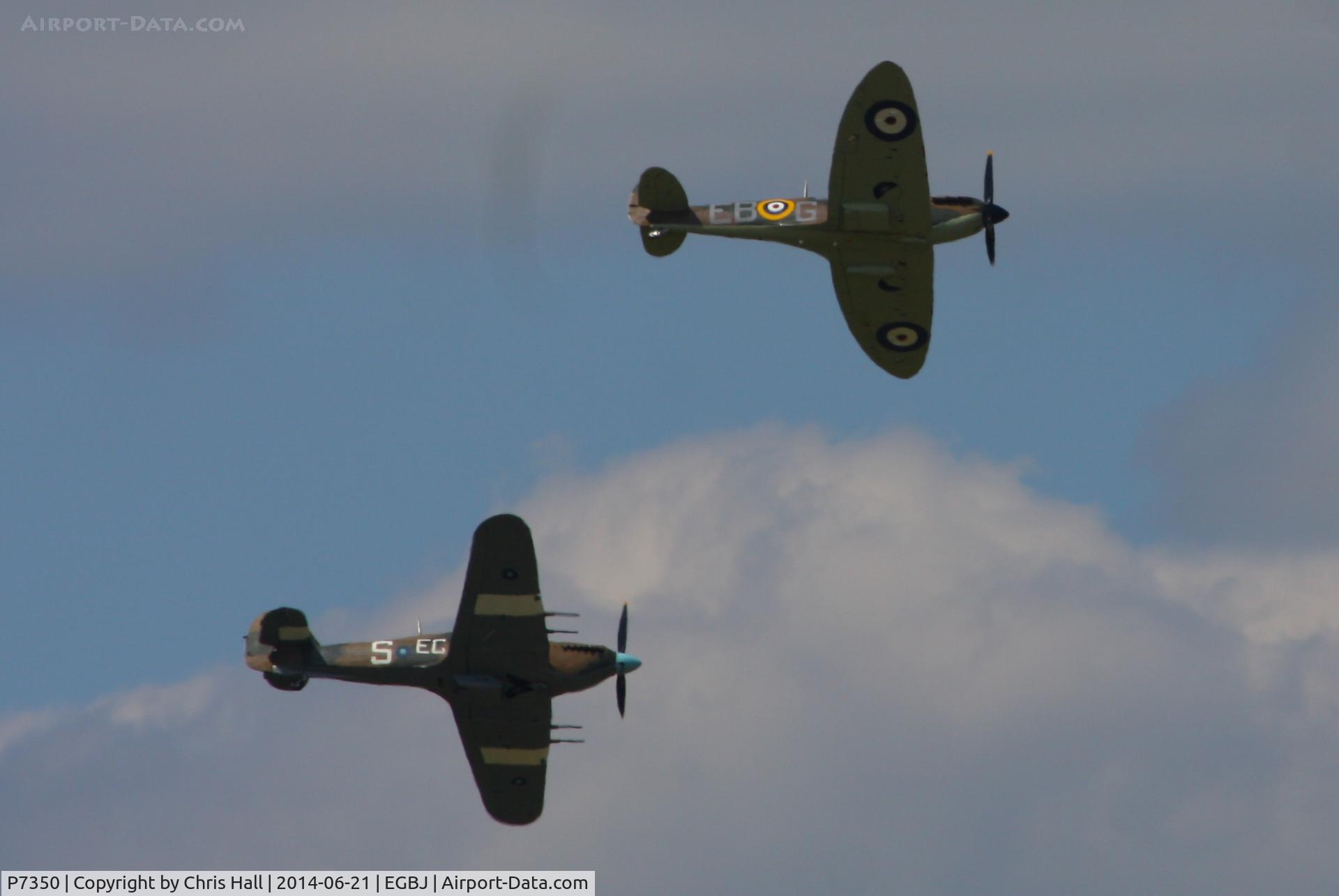 P7350, 1940 Supermarine 329 Spitfire IIa C/N CBAF.14, performing a display for WWII veterens at Project Propeller 2014