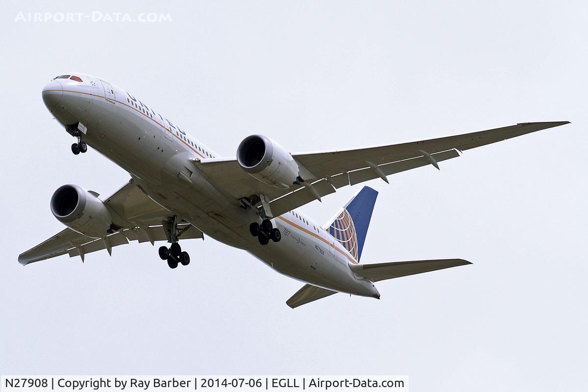 N27908, 2013 Boeing 787-8 Dreamliner C/N 36400, Boeing 787-8 Dream Liner [36400] (United Airlines) Home~G 06/07/2014. On approach 27R.