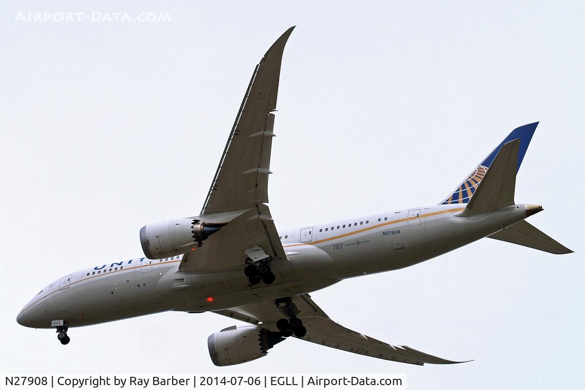 N27908, 2013 Boeing 787-8 Dreamliner C/N 36400, Boeing 787-8 Dream Liner [36400] (United Airlines) Home~G 06/07/2014. On approach 27R.