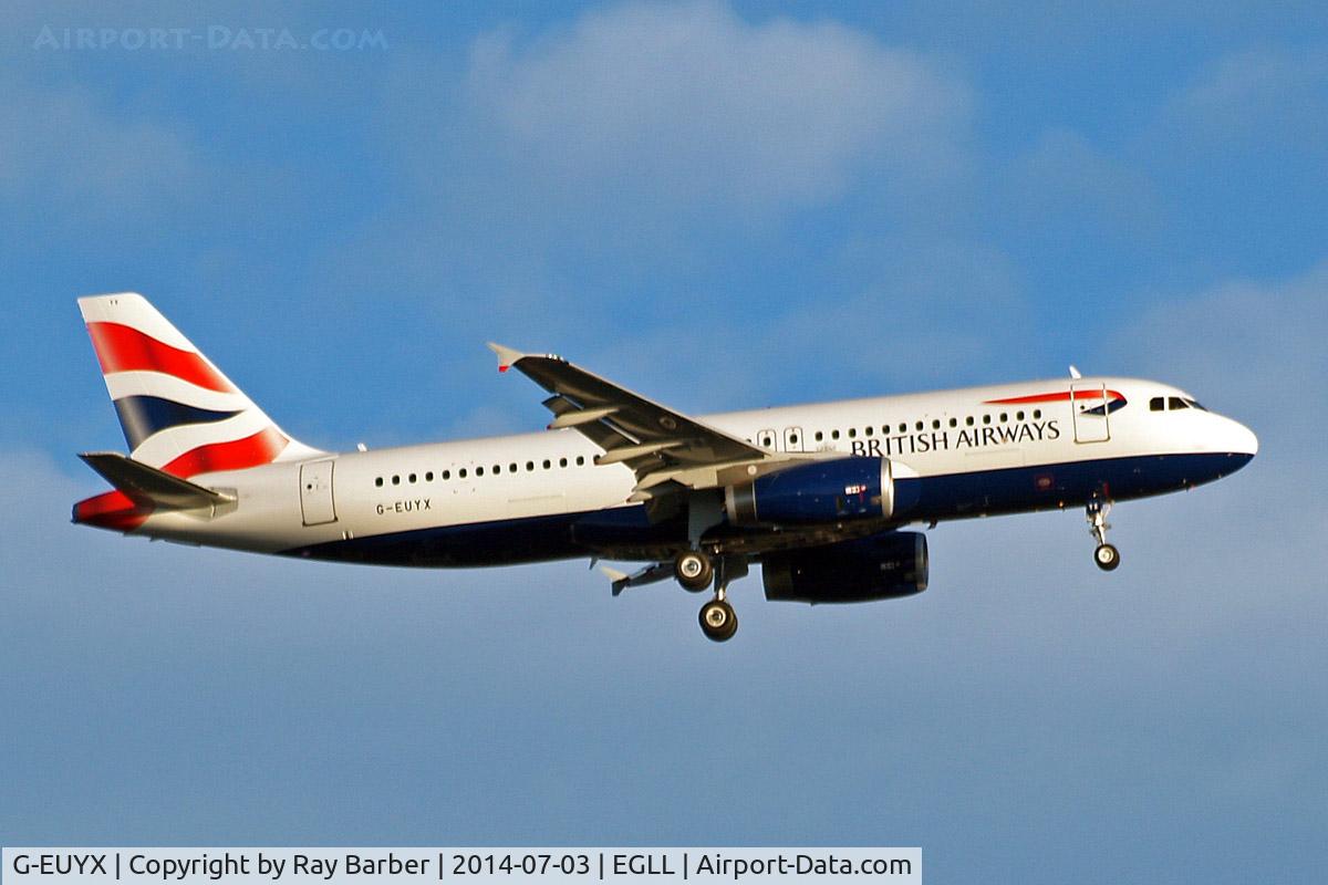 G-EUYX, 2014 Airbus A320-232 C/N 6155, Airbus A320-232 [6155] (British Airways) Home~G 03/07/2014. On approach 27L delivery flight.