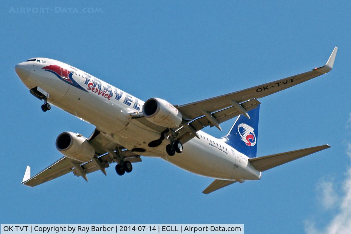 OK-TVT, 2012 Boeing 737-86N C/N 39394, Boeing 737-86N [39394] (Travel Service) Home~G 14/07/2014. On approach 27R.