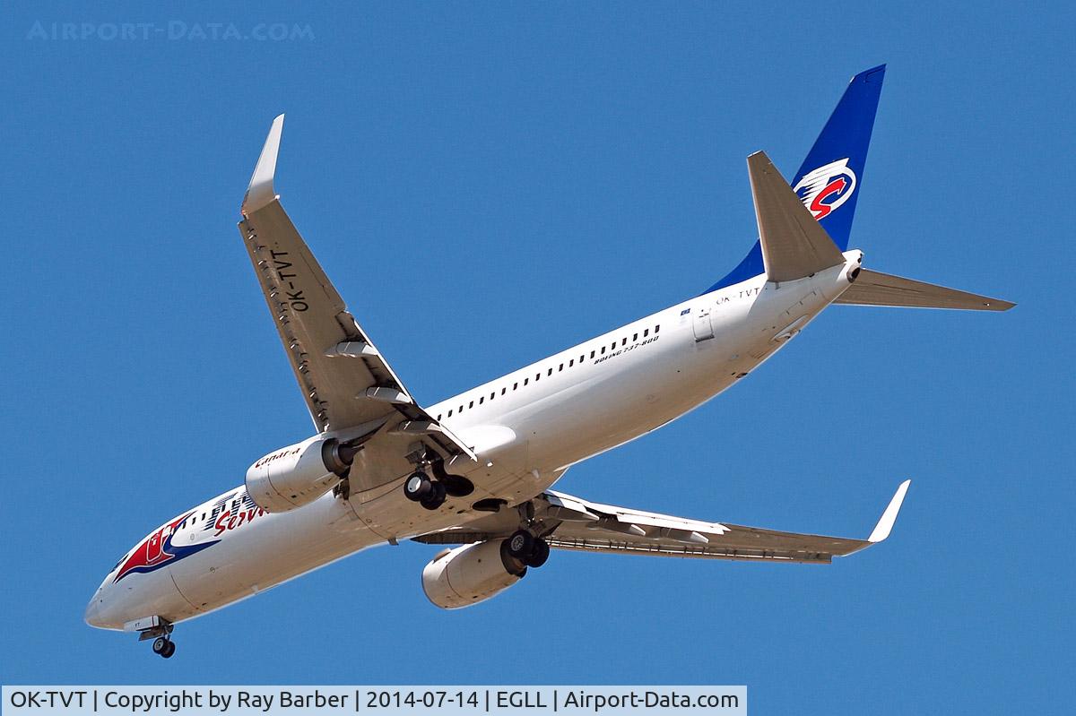 OK-TVT, 2012 Boeing 737-86N C/N 39394, Boeing 737-86N [39394] (Travel Service) Home~G 14/07/2014. On approach 27R.