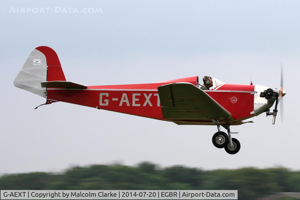 G-AEXT, 1937 Dart Kitten II C/N 123, Dart Kitten II at The Fly-In & Vintage Air Race, The Real Aeroplane Company, Breighton Airfield, July 2014.
