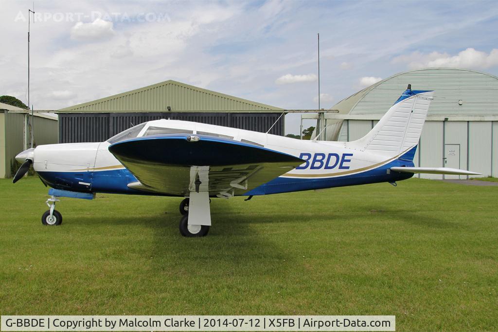 G-BBDE, 1973 Piper PA-28R-200-2 Cherokee Arrow II C/N 28R-7335250, Piper PA-28R-200-2 Cherokee Arrow II, Fishburn Airfield UK, July 12th 2014.