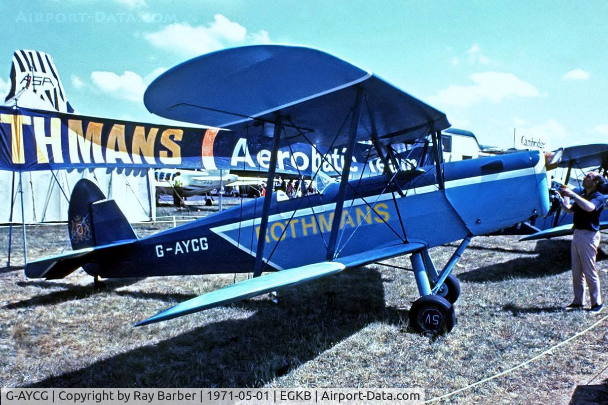 G-AYCG, 1970 Stampe-Vertongen SV-4C C/N 59, SNCAN Stampe SV.4C [59] (Rothmans Aerobatic Team) Biggin Hill~G 20/06/1970. From a slide.