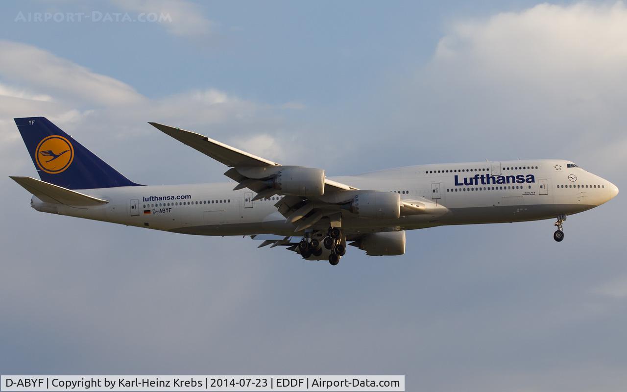 D-ABYF, 2012 Boeing 747-830 C/N 37830, on final RWY 07R