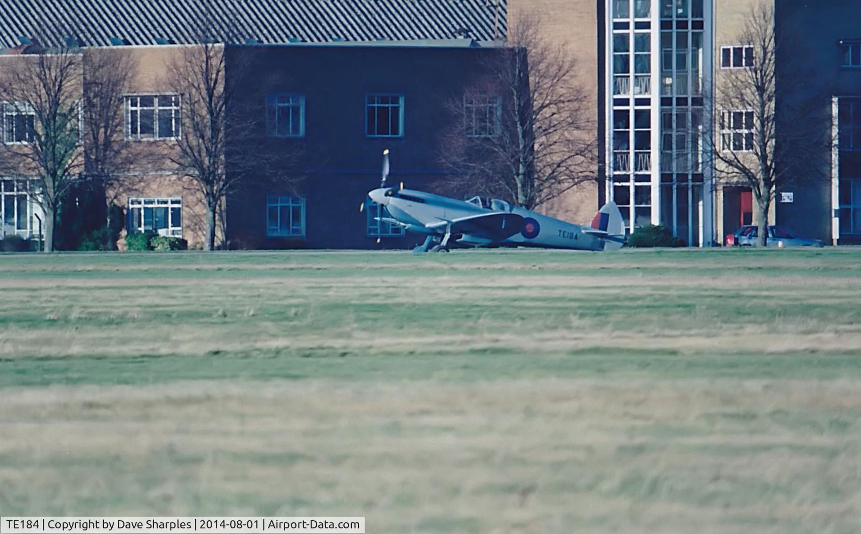 TE184, 1945 Supermarine 361 Spitfire LF.XVIe C/N CBAF.IX.4394, At Rolls Royce Leaveden Aerodrome. Taking part in Queen's Fly Past September 1990.