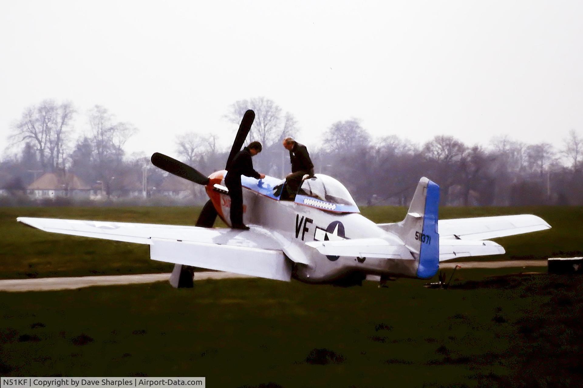 N51KF, 1963 North American P-51D Mustang C/N 124-48124 (45-11371), Sunny V111 at Leavesden Aerodrome 1990.