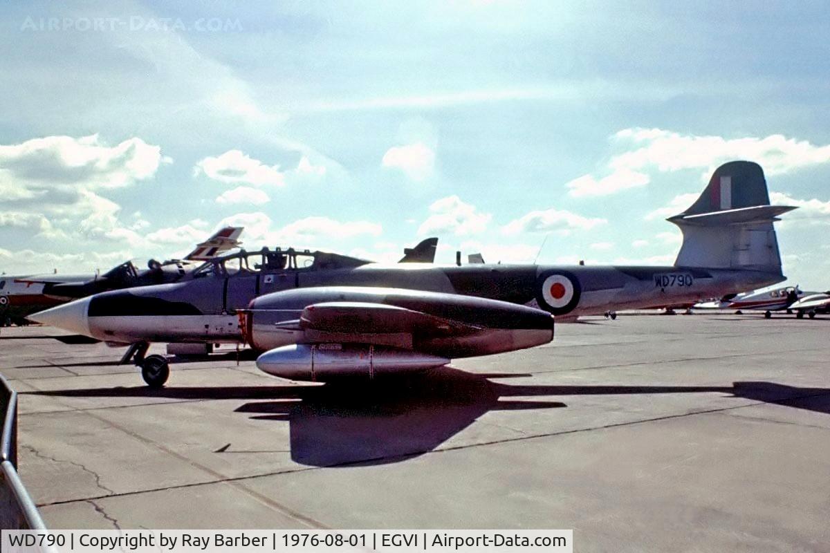 WD790, 1952 Gloster Meteor NF.11 C/N Not found WD790, Gloster Meteor NF11(mod) (Unknown) (Royal Air Force) RAF Greenham Common~G 01/08/1976. From a slide.