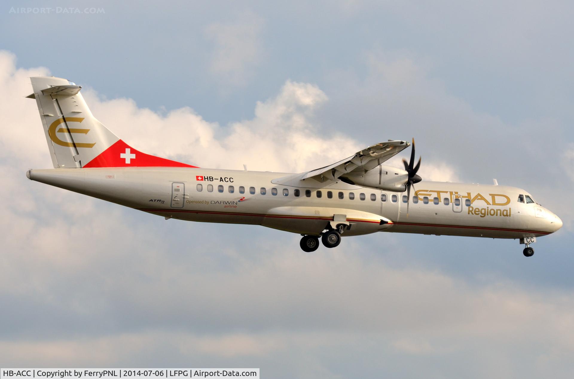HB-ACC, 2001 ATR 72-212A C/N 664, Darwin Airline operating for Etihad Regional.