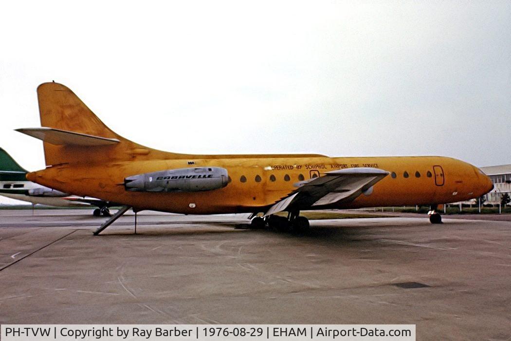 PH-TVW, Sud Aviation SE-210 Caravelle VI-N C/N 036, Sud SE.210 Caravelle VI-N [036] (Schipol Airport Fire Service) Amsterdam-Schiphol~PH 29/08/1976. From a slide.