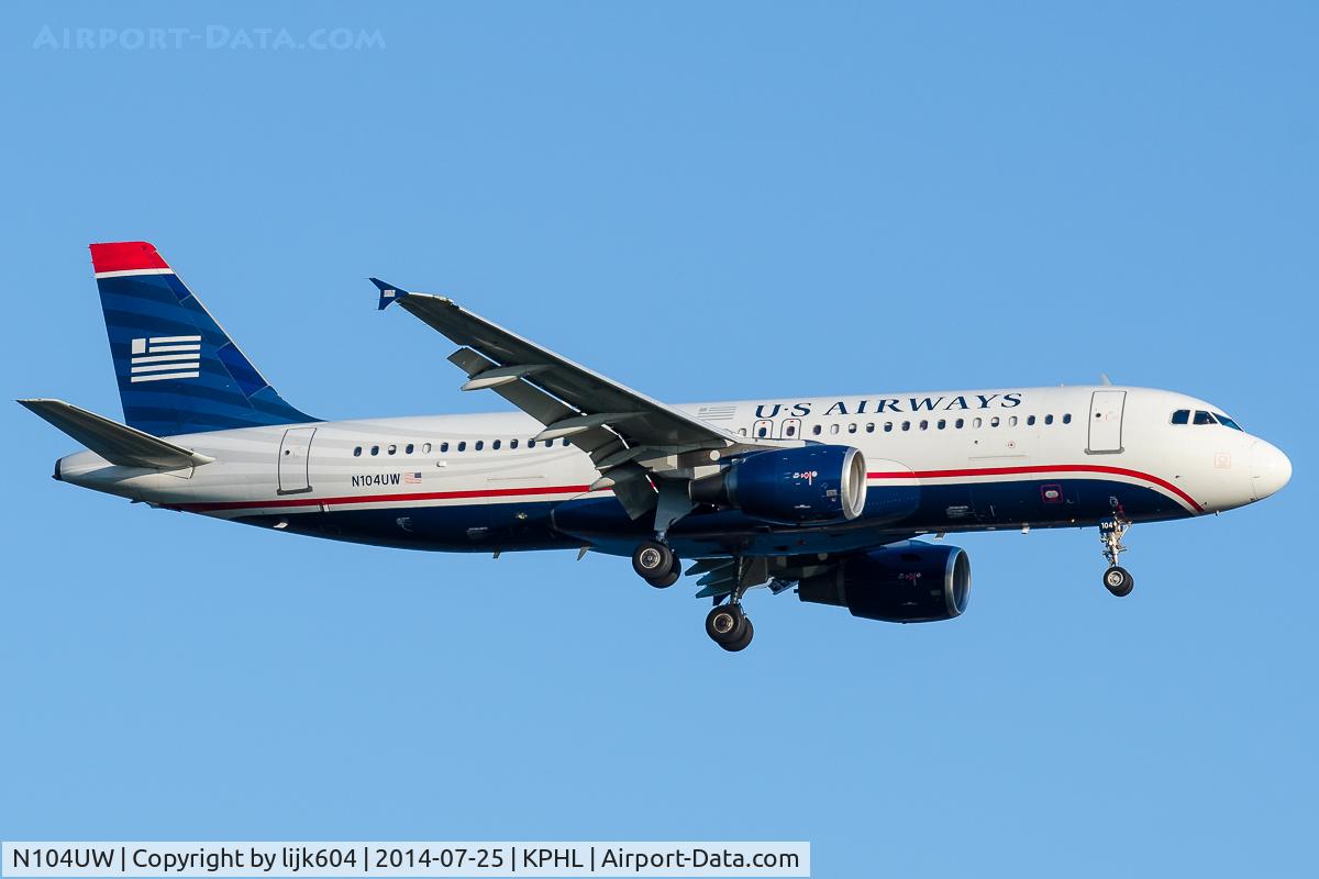 N104UW, 1999 Airbus A320-214 C/N 0863, 27R arrival