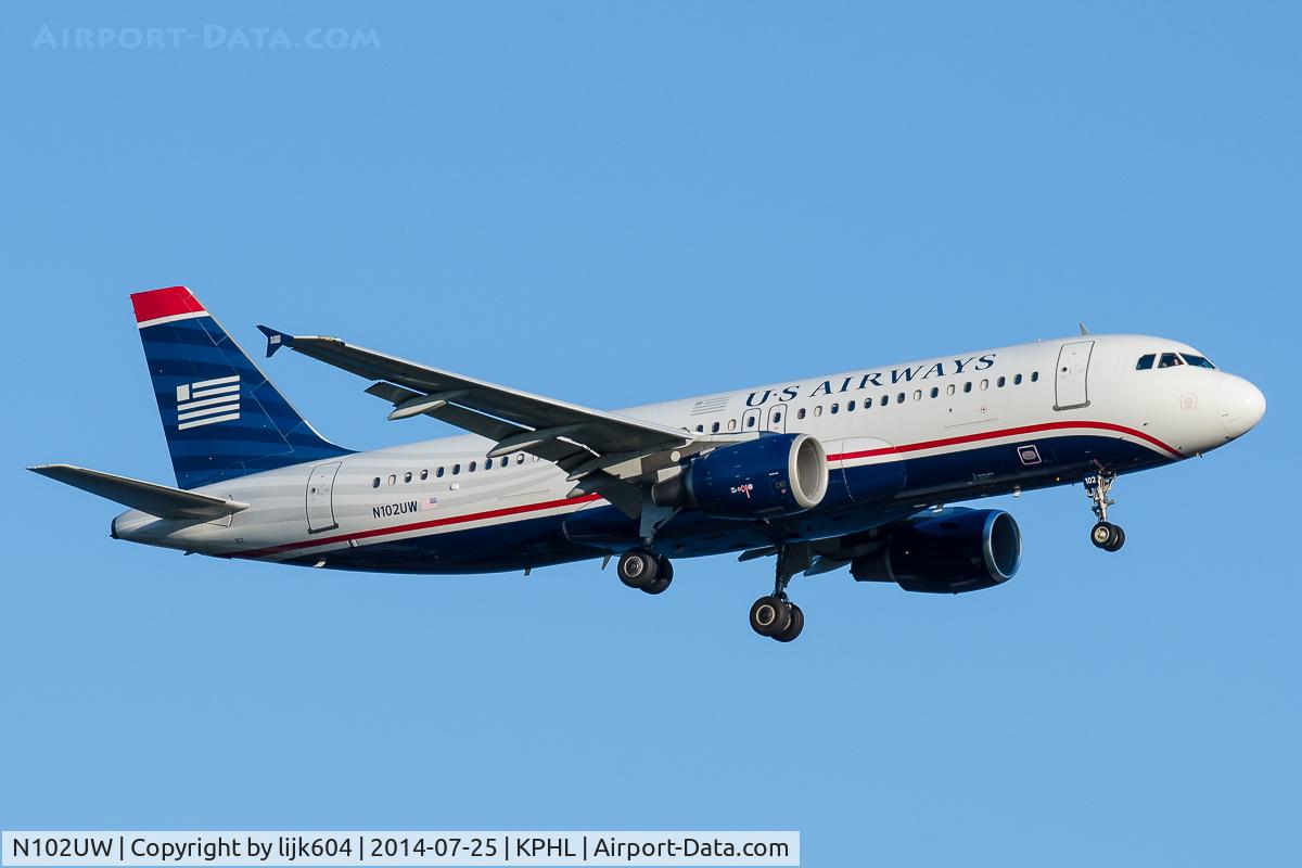 N102UW, 1998 Airbus A320-214 C/N 0844, 27R arrival