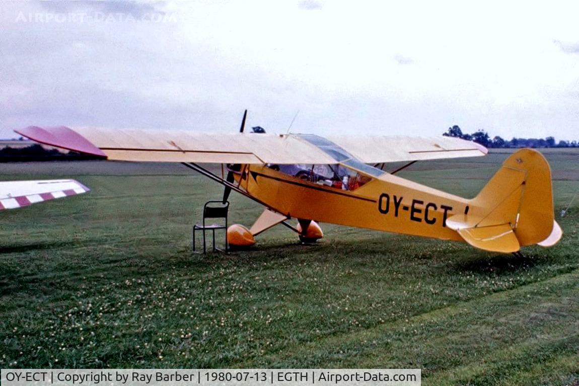 OY-ECT, 1942 Piper J3C-65 Cub C/N 22617, Piper J-3C-65 Cub [22617] Old Warden~G 13/07/1980. From a slide.