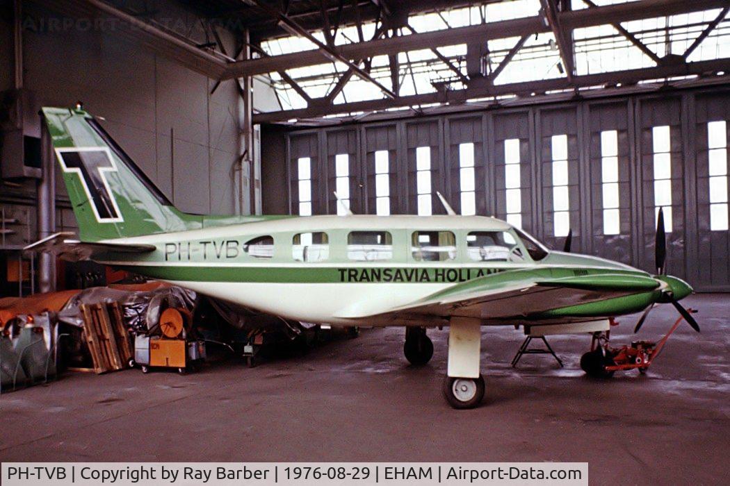 PH-TVB, Piper PA-31 C/N 31-408, Piper PA-31-310 Navajo [31-408] (Transavia Holland) Amsterdam-Schiphol~PH 29/08/1976. From a slide.
