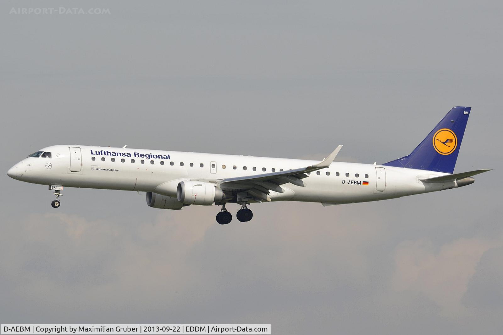D-AEBM, 2012 Embraer 195LR (ERJ-190-200LR) C/N 19000523, Lufthansa Cityline