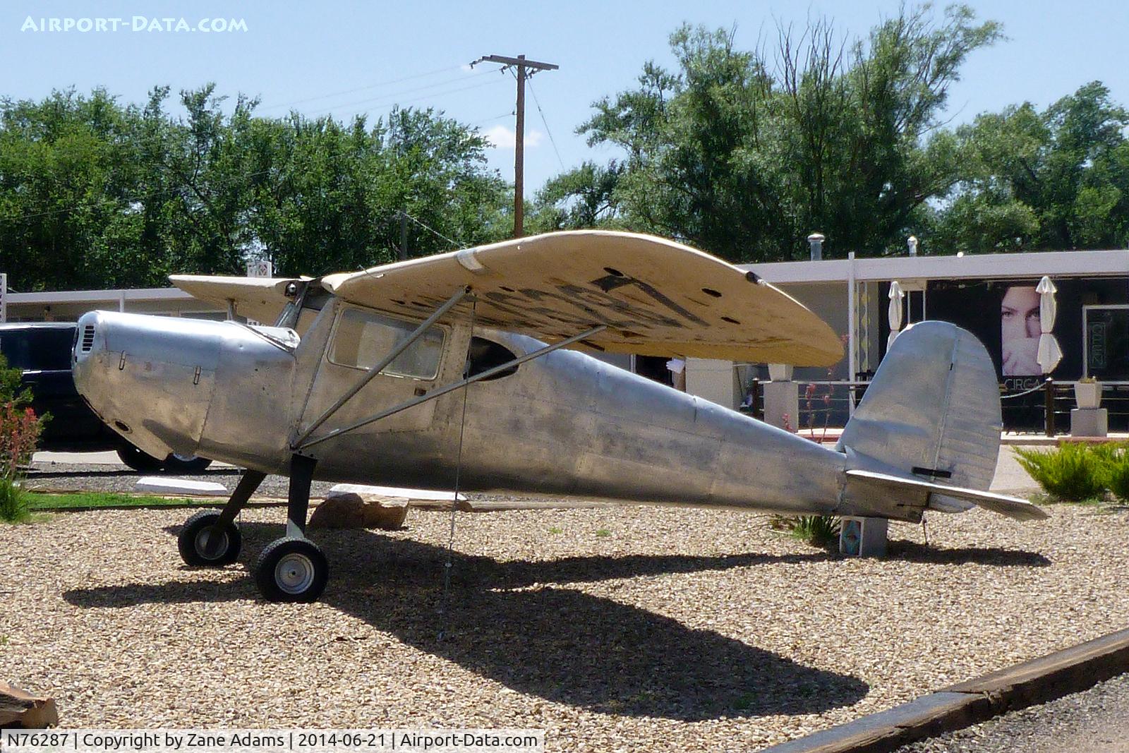 N76287, 1946 Cessna 140 C/N 10701, Displayed in front of a motel in Tucumcari, NM